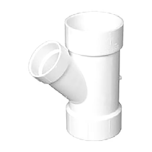 GPK   207-0126 Solvent Welded Wye Connector White PVC 12 in. x 6 in. Hub x Hub x Hub