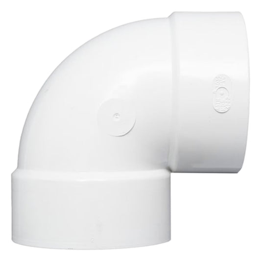 4P02  -NDS PVC S&D 90 Deg. Elbow HUB x HUB White 4 in.