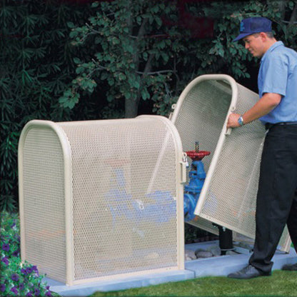 GuardShack Powdercoated Enclosure 2Pc Clamshell (16"W x 30"H x 64"L) - Green/Tan