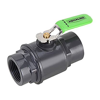 Aqualine 2 - 1/2 in. Plastic Ball Valve With Stainless Steel Lever Handle, Threaded, Gray Sch.80