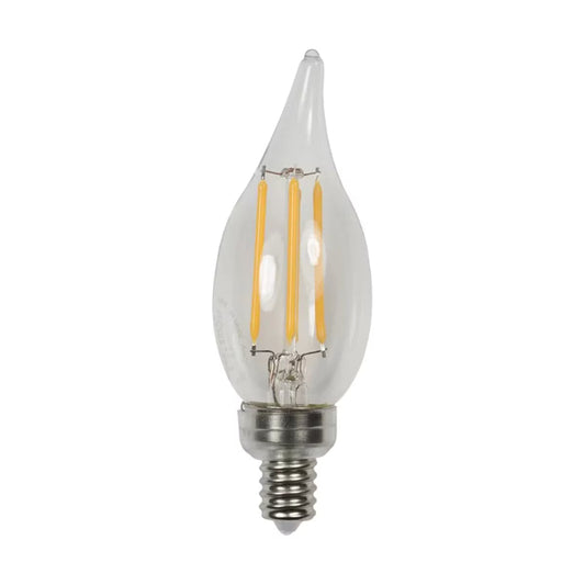 CAN-FIL-F-3.5-3000-C-12  Brilliance LED Edge Series Candelabra Filament Lamp 3.5W 3000K 12VAC Clear Finish