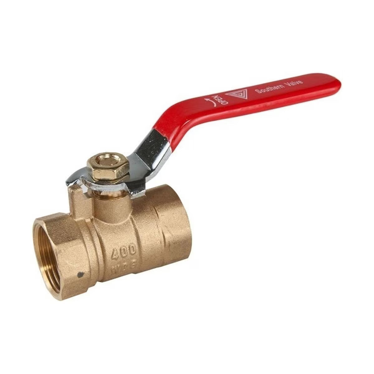 610-020-SO Bugatti Ball Valve Standard Port FIP x FIP 2 in. Forged Brass Steel Handle Zinc Plated
